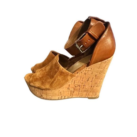 Marc Fisher Cognac Brown Suede Wedge Heel - Picture 4 of 13